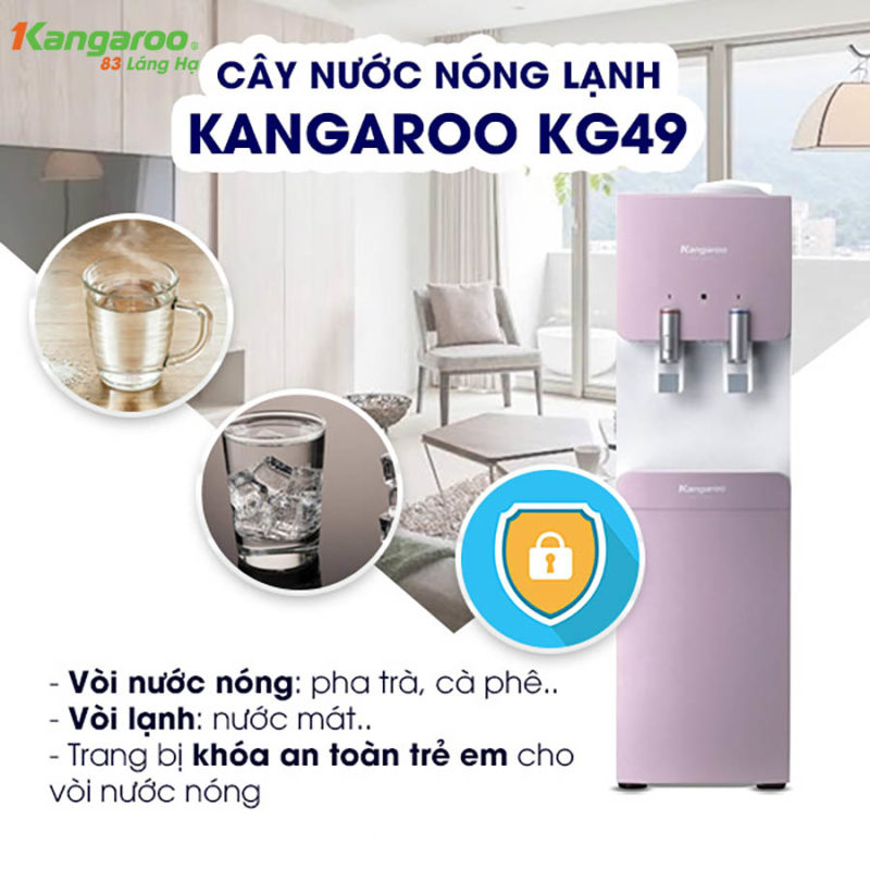 Vòi nóng cây nước nóng lạnh Kangaroo Kg49 được tích hợp khóa trẻ em An toàn