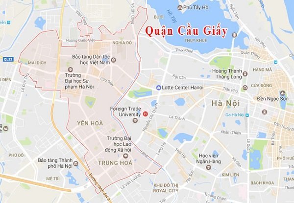 Hình ảnh quận Cầu Giấy qua bản đồ trực tuyến