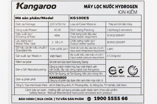 Máy lọc nước Hydrogen Ion Kiềm Kangaroo KG100ES - Hình ảnh 13