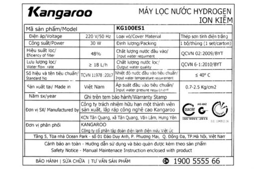 Máy lọc nước Kangaroo Hydrogen ion kiềm KG100ES1 - Hình ảnh 9