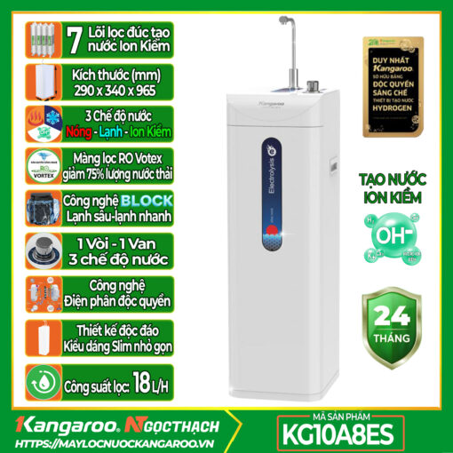 Máy lọc nước nóng lạnh Hydrogen Ion kiềm Kangaroo KG10A8ES