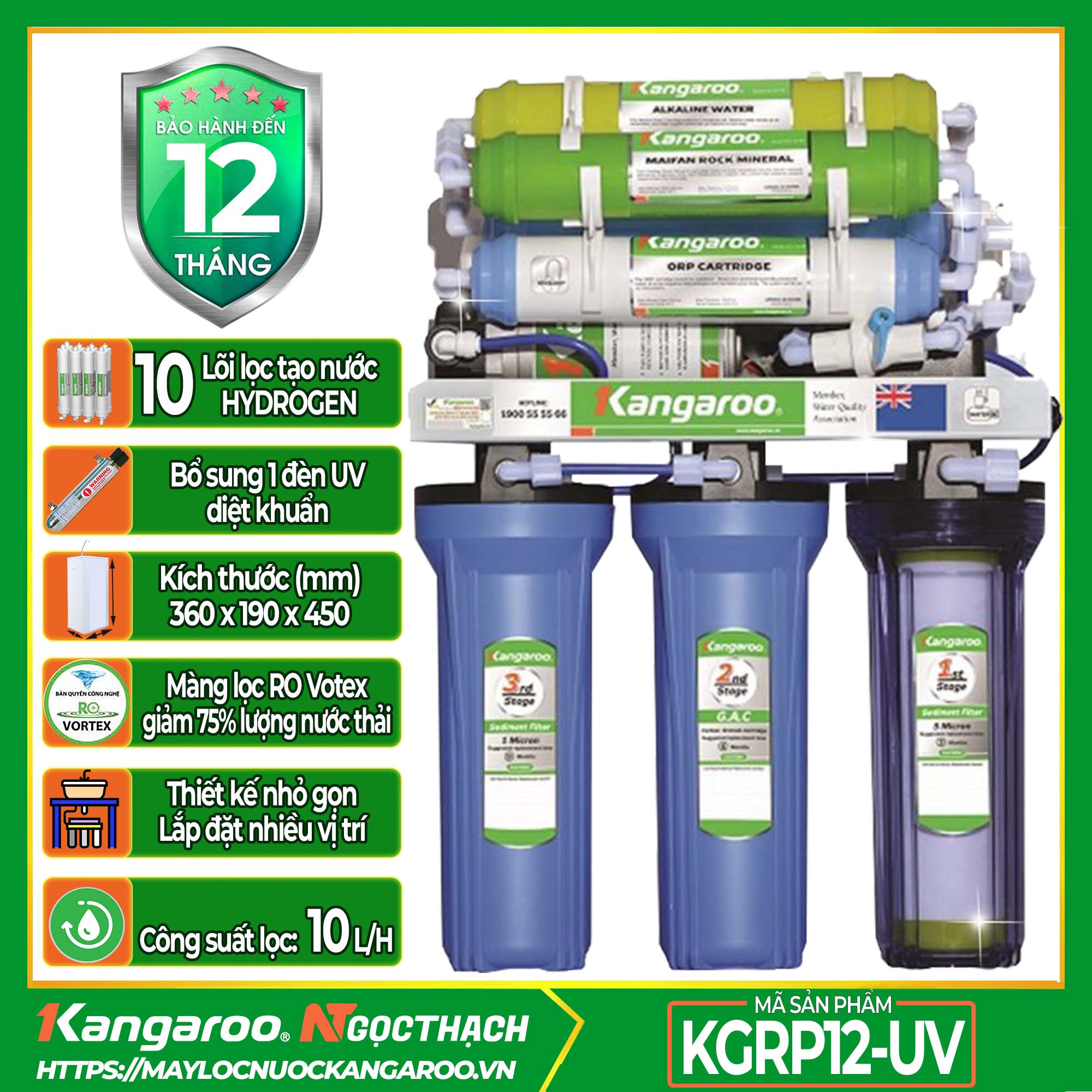 Máy lọc nước Kangaroo KGRP12 - UV 1 Máy lọc nước Kangaroo KGRP12 - UV