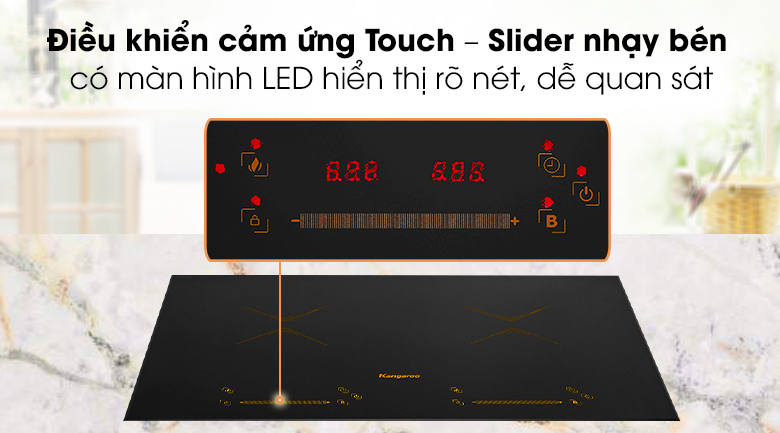 Bếp điện từ đôi Kangaroo KG859i Thái Lan - Điều khiển cảm ứng trượt Touch - Slide nhạy bén