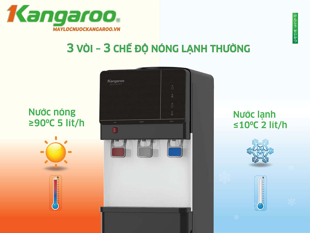 Cây nước nóng lạnh Kangaroo KG64A3 - 3 vòi riêng biệt – 3 chế độ nước