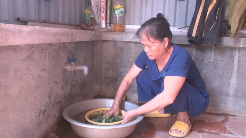 Bà Lê Thị Hoa (xã Thọ Lâm) dùng nước giếng khoan ở độ sâu hàng chục mét nhưng vẫn bị ô nhiễm.