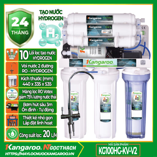 Máy lọc nước Kangaroo Hydrogen KG100HG - KV - 1 vòi - 2 đường nước