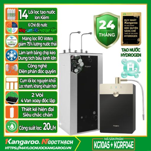 Máy lọc nước nóng lạnh tích hợp tạo nước ion kiềm KG10A5 + KGRF04E