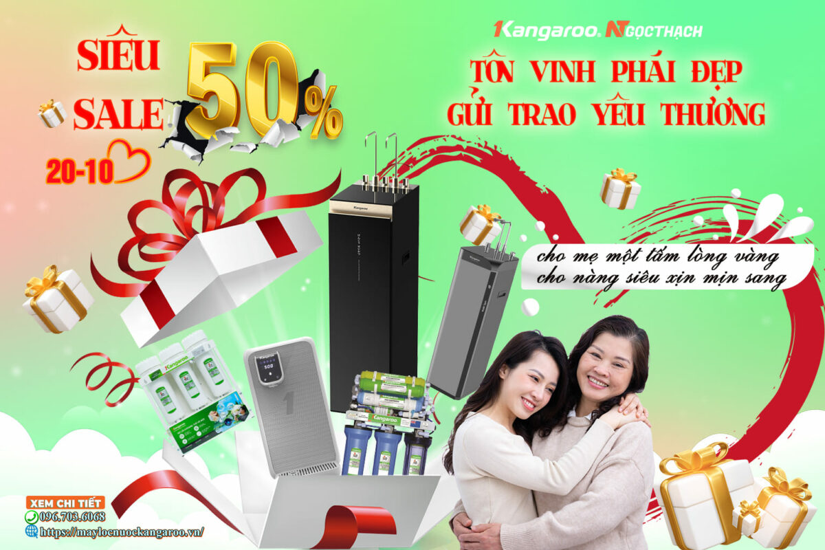 maylocnuockangaroo.vn khuyen mai 20 10 ton vinh phai dep gui trao yeu thuong cung kangaroo ngoc thach