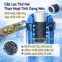 Bộ lọc nước đầu nguồn 2 Cấp – 2 Cốc Béo, 1 Đèn UV 11 maylocnuockangaroo.vn loc dau nguon 2 cap den uv coc loc thu hai than hoat tinh dang nen kangaroo