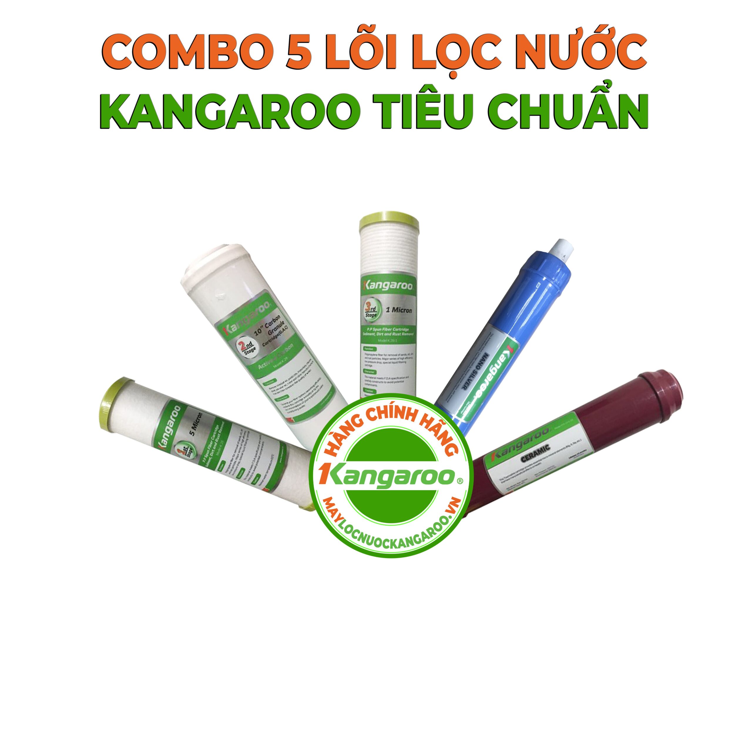 Combo 5 lõi lọc nước Kangaroo tiêu chuẩn KG12356 chính hãng 1 Combo 5 lõi lọc nước Kangaroo tiêu chuẩn KG12356 chính hãng