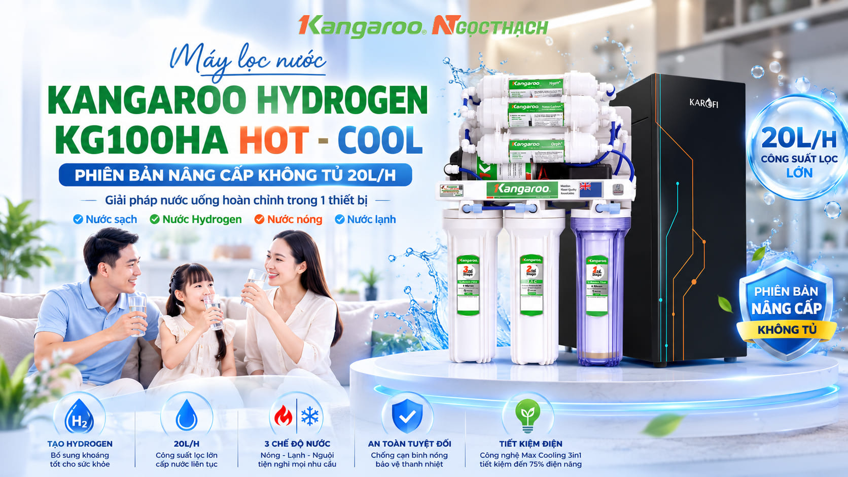Máy lọc nước Kangaroo Hydrogen KG100HA - Không tủ - Nóng Lạnh (Hot - Cool) 18 maylocnuockangaroo vn may loc nuoc kangaroo kg100ha khong tu hot cool