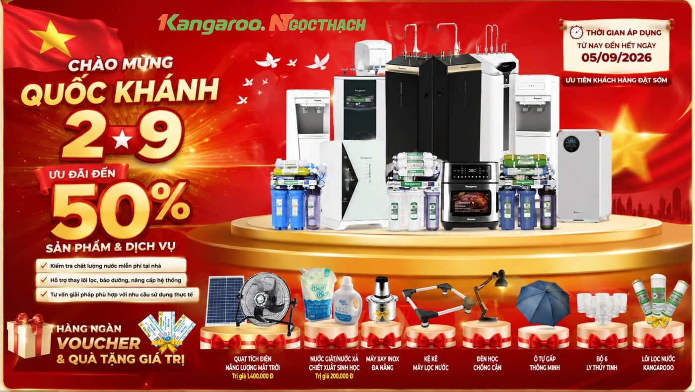 Quốc Khánh 2/9 – Mừng Độc Lập, Sắm Tiện Nghi: Ưu Đãi Kangaroo Đến 50%, Quà Tặng Giá Trị 3 maylocnuockangaroo vn quoc khanh 2 9 mung doc lap sam tien nghi uu dai kangaroo den 50 qua tang gia tri