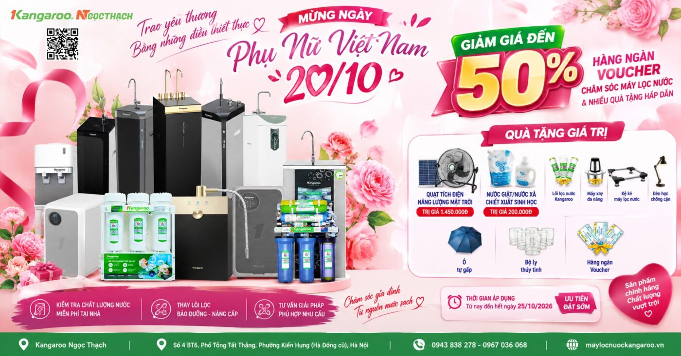 Mừng Ngày Phụ Nữ Việt Nam 20/10 – Kangaroo Ngọc Thạch Giảm Giá Đến 50% 3 maylocnuockangaroo vn mung ngay phu nu viet nam 20 10 kangaroo ngoc thach giam gia den 50